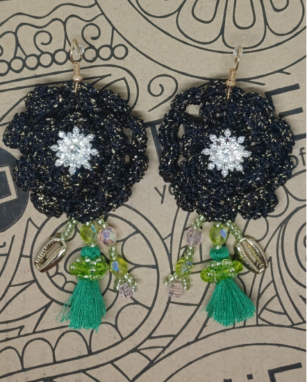 Háčkované  dizajnové náušnice "Dizajn ako umenie estetiky"